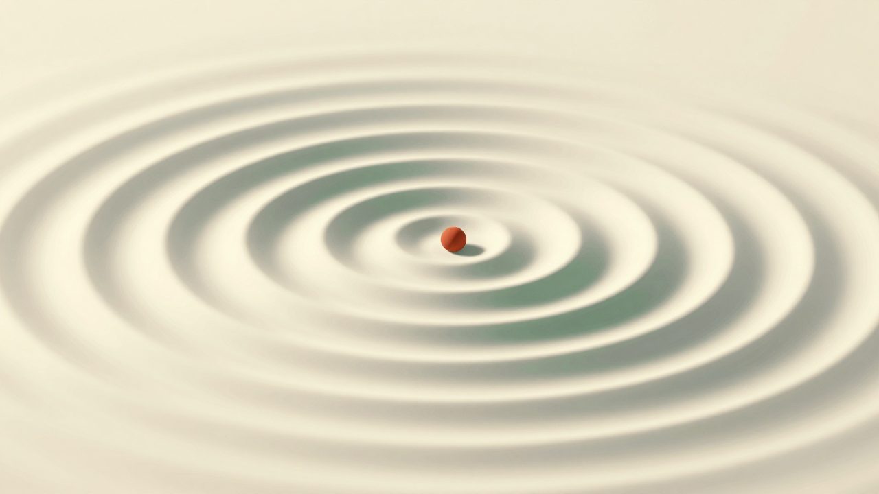 Soft illustration of concentric ripples spreading across a warm cream surface, representing asking a plain question and getting an answer